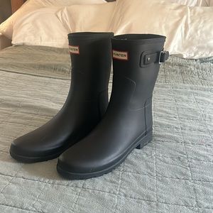 Refined matte black hunter boots